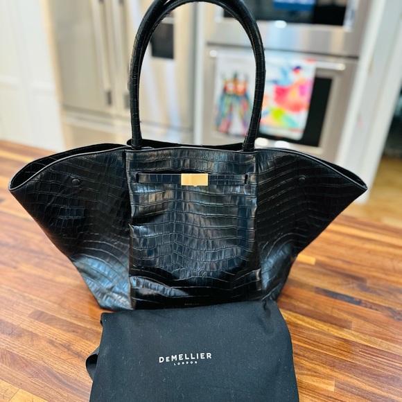 NWOT - Demellier London New York Tote in Black Crocodile-Embossed Leather - Picture 7 of 16
